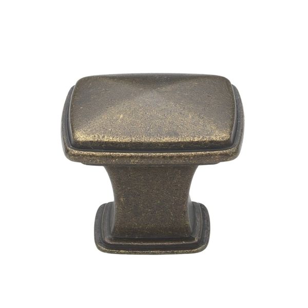 GlideRite Hardware 81091-AB-10 Square Deco Cabinet Knob, 10 Pack, 1.25", Antique Brass