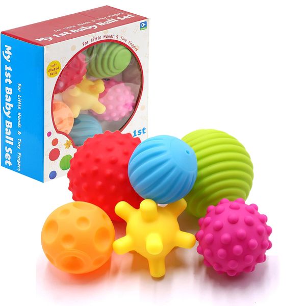 My First Baby Multi-Textured Sensory Soft Balls Multicolor Different Shaped Set for Babies and Toddlers Toy 6 pcs for Early Development