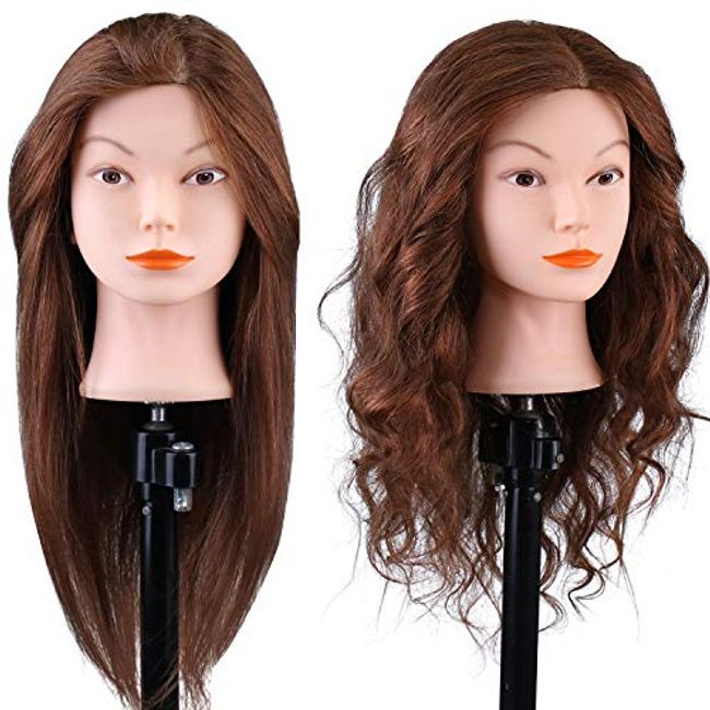 30 Brown Hair Cosmetology Mannequin Head Training Head Hairdressing Manikin  Doll Head for Hairstyles With Hair Styling Tools + Table Clamp