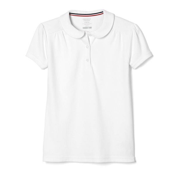 French Toast girls Short Sleeve Peter Pan Collar School Uniform Polo Shirt, White, 10 12 US