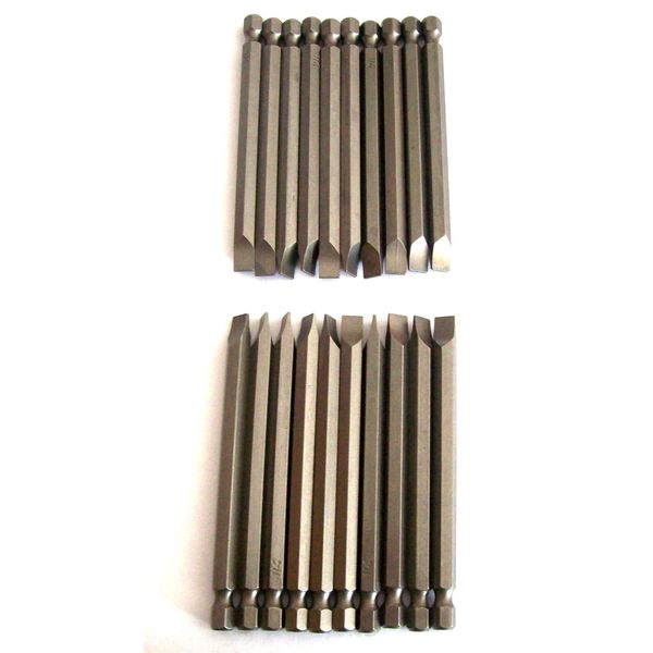 20 ENKAY 3-1/2" FLAT HEAD 1/4" SLOTTED SCREW DRIVER BITS MAGNETIC TIP STRAIGHT
