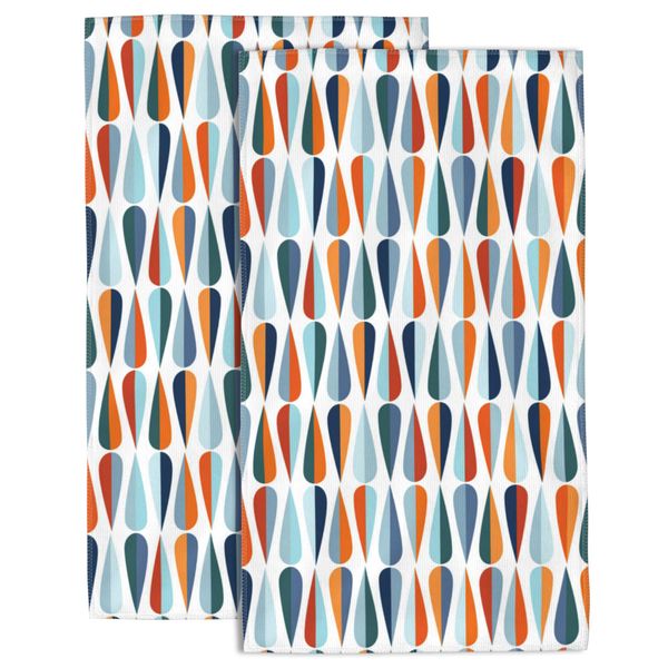Mid-Century Modern Hand Towels,Drop Shapes in Modern Retro Style Hand Towels for Bathroom 2 Pack Soft Absorbent Decorative Hand Towels for Bathroom Kitchen Sports Gym Yoga Home Decor 14 x 28 in