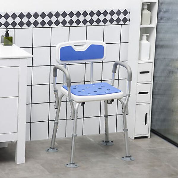 EVA Padded Shower Chair w/ Arms and Back for Seniors Disabled Tool-Free Assembly