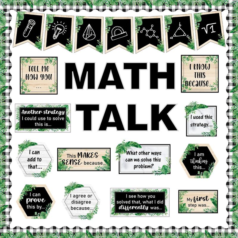 43 PCS Greenery Math Talk Bulletin Board Set for Classroom Decorations ...