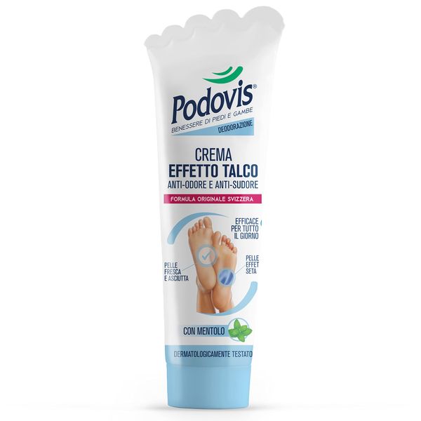 podovis, Cream Moisturising Effect Talc, Absorbs Sweat and prevents the Training of unpleasant odours, Property, Feeling Of Freshness, 100 ml