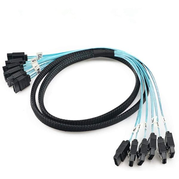 CableDeconn High Speed 6Gbps Sata 6 SATA Cable SAS Cable for Server 6 Pieces (1m)