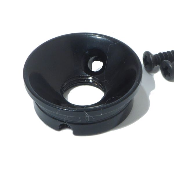 Electric guitar input jack socket plate in black round telecaster including screws