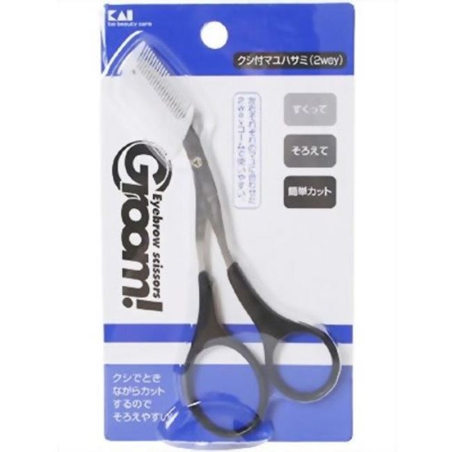 Kai Corporation Groom Eyebrow Scissors with Comb 2-Way