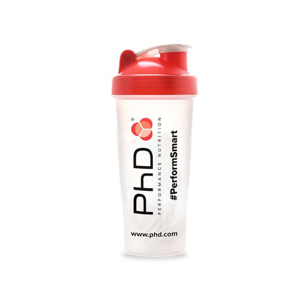 PhD Nutrition Protein Shaker mit Kugel 600ml - Spülmaschinenfester, tropffester Eiweiß Shaker mit Schraubverschluss, Ideal für klumpenfreie Protein Shakes