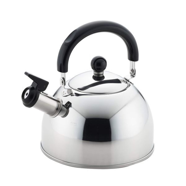 Yoshikawa SJ2219 Whistling Kettle, Made in Japan, 0.4 gal (1.8 L) New Prerl Silver