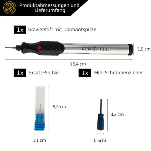IRON HODL - Engraving Pen with Diamond Tip for Metal, Ceramic, Glass Engraving - 2 x AAA Battery Operated - Electric Engraving Pen for DIY Jewellery and Lock Engraving Device (Blue)