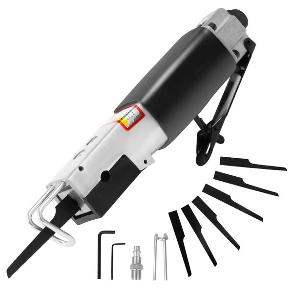 SHANTRA Air Body Saw Pneumatic Tool, Mini Reciprocating Saw for Metal, Lock Out Lever, Saber Saw with 6pcs 18T, 24T, 32T Saw Blades