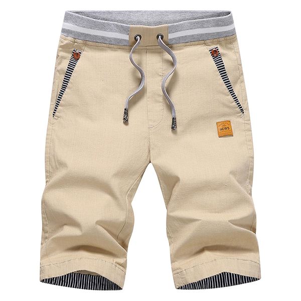 HCSS Mens Shorts Casual Summer Chino Shorts with Elastic Waist and Big Pockets(Khaki-S)