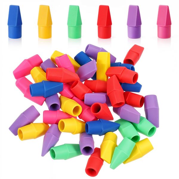 oruola 50 Stück Radiergummi Kappen,Bleistift Top Radiergummis für Kinder, Radiergummikappen für Bleistifte,Bunte Radierkappen für Schule,Büro, Klassenzimmer,Lernbedarf(Mehrfarbig)