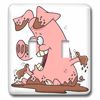 3dRose lsp_103921_2 Cute Happy Pink Pig In Mud Double Toggle Switch