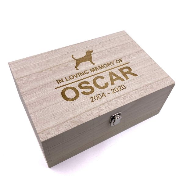 Raised Words Personalised Dog Memorial Remembrance Gift Keepsake Box Engraved