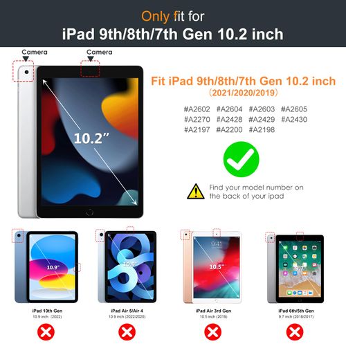 DTTO for iPad 9th/8th/7th Generation 10.2 Inch Case 2021/2020/2019, Foldable Stand with Landscape and Portrait Modes, Anti Slip Fabric Pattern Cover with Pencil Holder, Auto Wake/Sleep, Dark Purple