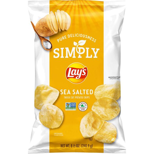 Simply Lay's Sea Salted Thick Cut Potato Chips, 8.5 Ounce