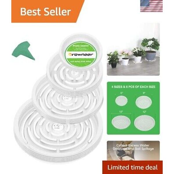 Waterproof Plant Drip Trays with Grooves for Plant Health - 24 Pack