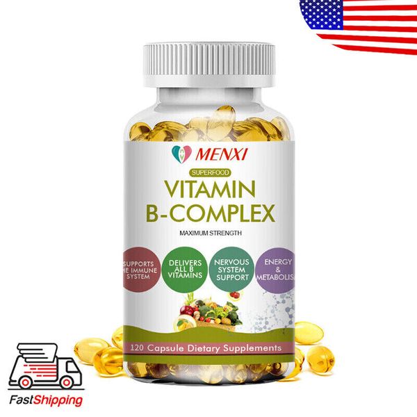 MENXI Vitamin B Complex 60 Capsules B1,B2,B3,B5,B6,B7,B9,B12, Immune Support