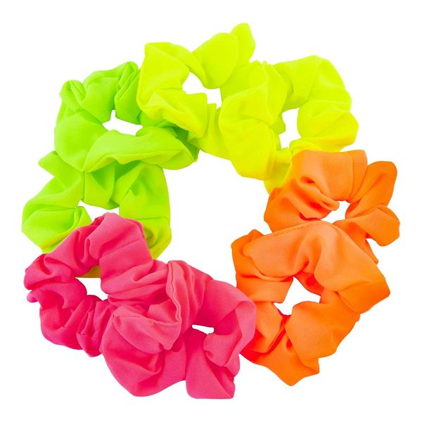 Framendino, 8 Pack Neon Scrunchies for Hair 80s, Elastic Hair Scrunchy Ponytail Neon Hair Ties Bands for Party Outfit Chiffon Workout Neon Accessories Orange Hot Pink Yellow Green