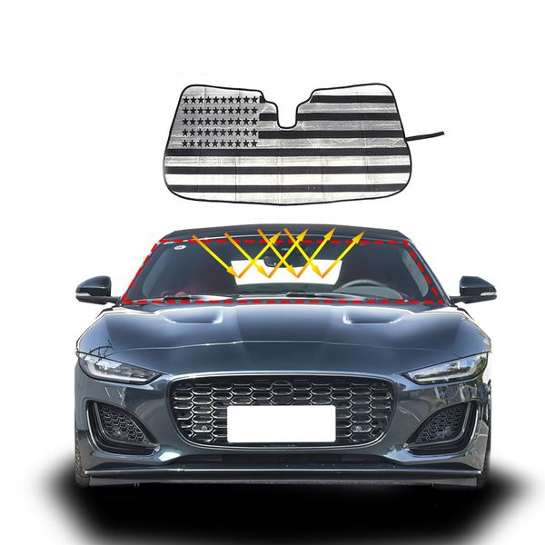 US Flag Front Window Visor Sun Windshield Sunshade Cover For Jaguar F-TYPE 13+