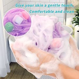 Carrie Joe Bath Loofah Sponge Soft Mesh Shower Puffs for Body Wash