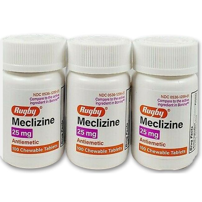 Rugby Meclizine 25mg NON-DROWSY 100ct ( 3 pack ) ^