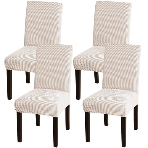Turquoize Dining Chair Covers Stretch Chair Covers for Dining Room Set of 4 Parsons Chair Slipcover Removable Kitchen Chair Covers Chair Protector Covers for Dining Room, Ceremony (4, Ivory White)
