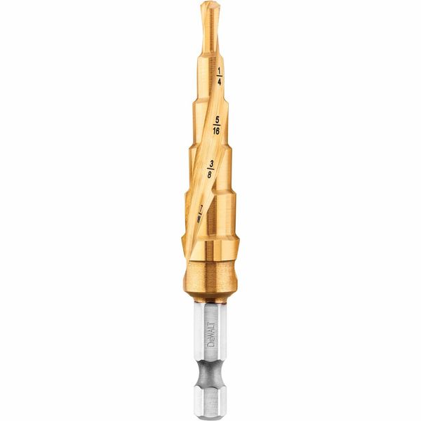 DEWALT Step Drill Bit, Impact Ready, 3/16-Inch-1/2-Inch (DWA1784IR)