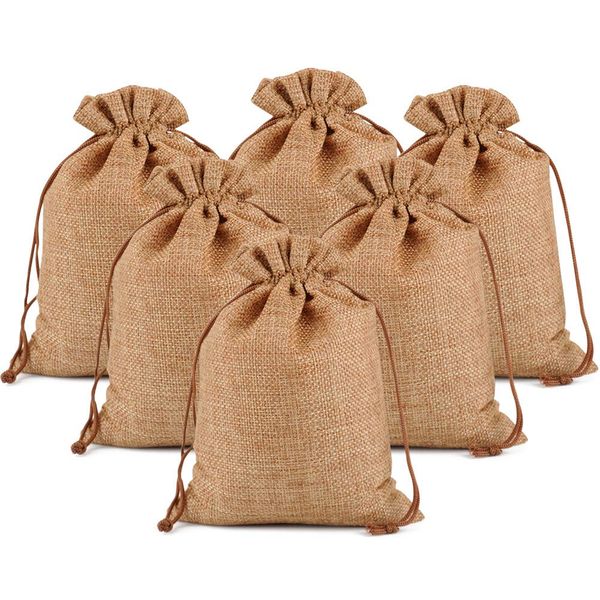 Lucky Monet 25/50/100PCS Burlap Gift Bags Wedding Hessian Jute Bags Linen Jewelry Pouches with Drawstring for Birthday, Party, Wedding Favors, Present, Art and DIY Craft (25Pcs, Coffee, 3” x 4”)