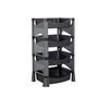 Vegetable Rack with 4 Tier Shelf - Rattan Effect Plastic - Grey/Black - Stackable Kitchen Rack for Vegetables, Supplies & More