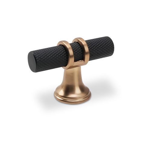 KOMOTIA 10 Pack Cabinet knurled Knobs Matte Black and Champagne Bronze Kitchen Cabinet Knobs Aluminum and Zinc Alloy Drawer Pulls Solid Cabinet Hardware