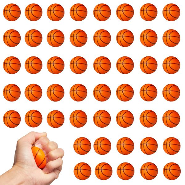 WELLVO Basketballs Party Favors 36 Pack Mini Basketball Stress Balls Relief Toys Foam Sports Balls for Kids Goodie Bag Stuffers Classroom Prizes Football Party Decorations(1.6 inch)