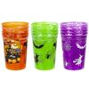 PMS 4PC 8OZ Plain COL Plastic Glasses W/Halloween COL Print