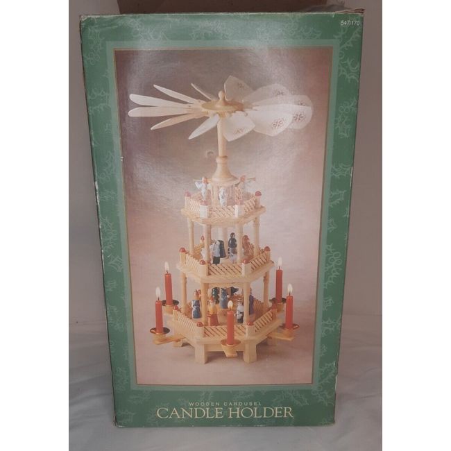 1993 Christmas Nativity Carousel Candle Holder Dayton Hudson Wooden (BRAND NEW!)