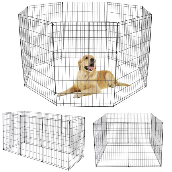 36” Panels 8 Panel Puppy Pet Playpen Metal Dog Fence Exercise Fences Durable