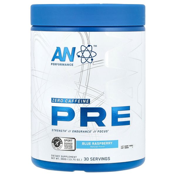 Pre-Workout, Zero Caffeine, Blue Raspberry, 13.75 oz (390 g)