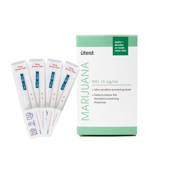 Utest Instant THC 15 ng/mL Marijuana Low Level Home Drug Test 15 ng/mL (4 Pack)