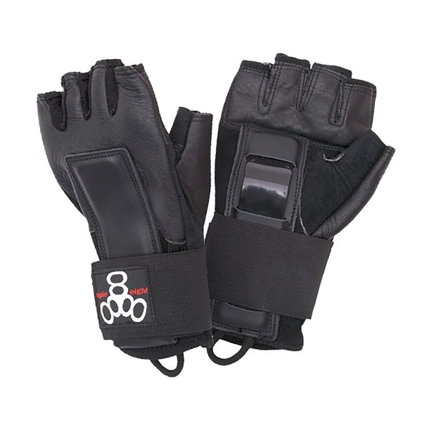 Triple Eight Hired Hands Skateboarding Wrist Guard Gloves, X-Large, Black