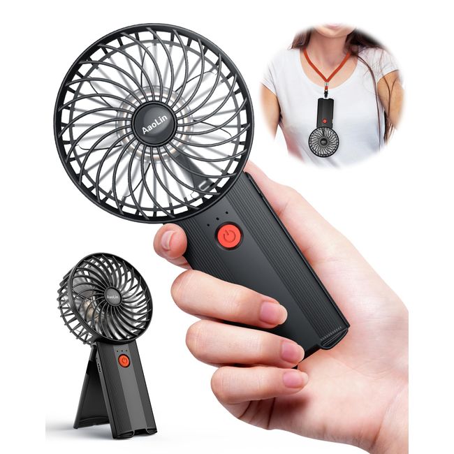 AaoLin Handheld Fan [6-15H Working Time] Foldable Hand Held Fan USB Rechargeable, 4 Speeds Portable Personal Mini Fan, Battery Operated Desk Fan for Stylish Girl Women Travel/Commute/Makeup/Office