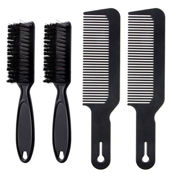 2 Pcs Hair Clipper Cleaning Nylon Brush with 2 Pcs Barber Combs Clipper Blade Cleaning Brush Hairdressing Combs Suitable for Salon and Home