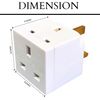 2-Way Plug Adaptor -13A Multi Plug Adaptor Extensions - Double Adapter Plug UK - Wall Plug Extension Double Socket 2 Way UK 3 Pin Plug Adaptor Extender Block Splitter -2 Plug Power Extender.