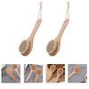 Frcolor Body Brush, Back Brush, Soft, Wood, Direct Handle, Laundry Brush, Soft, Body Wash, For Bath, Exfoliating Anti-Slip, Bath Goods, Set of 2