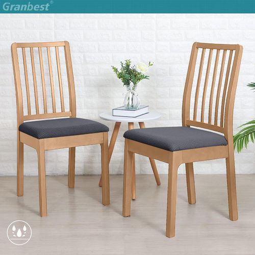 Granbest Stylish Waterproof Dining Chair Seat Covers Set of 6, High Stretch Dining Chair Seat Cushion Slipcovers Washable Seat Protector for Banquet, Kitchen, Party, Hotel (Grey, Set of 6)