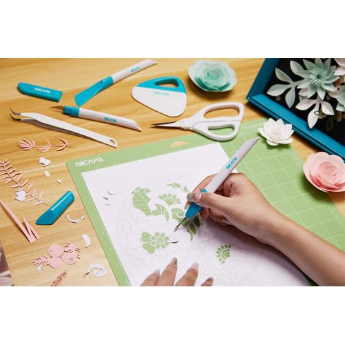 NICAPA Basic Tool Set Craft Weeding Vinyl Cardstock Crafting Tools Kit for Silhouette/Siser/Oracal 631 651 751 Vinyl Weeding Toolkit (Blue)
