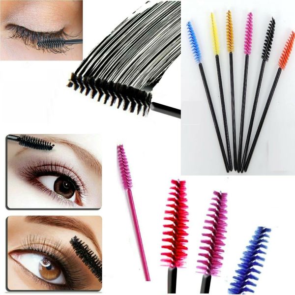 Mascara Wands Bulk Disposable Eyelash Eye Brow Brushes Applicator Spoolie Applicator Lash Extensions Makeup Black Silver Pink Red Tool Set (BLACK, 50)