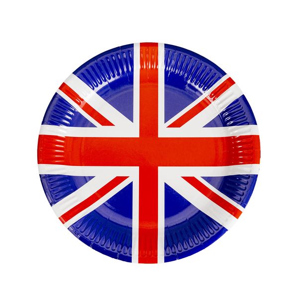 SHATCHI 10pcs Union Jack Paper Plates 23cm Tableware Party Supplies Disposables Britain Sporting Events Pub BBQ Royal Theme Table Decorations