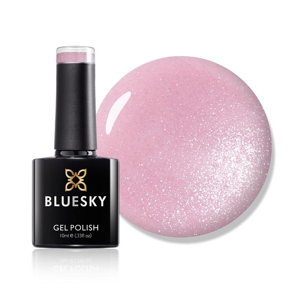 Bluesky Gel Nail Polish, Grapefruit Sparkle 80546, Glitter, Flamingo, Light, Pink, Long Lasting, Chip Resistant, 10 ml (Requires Drying Under UV LED Lamp)