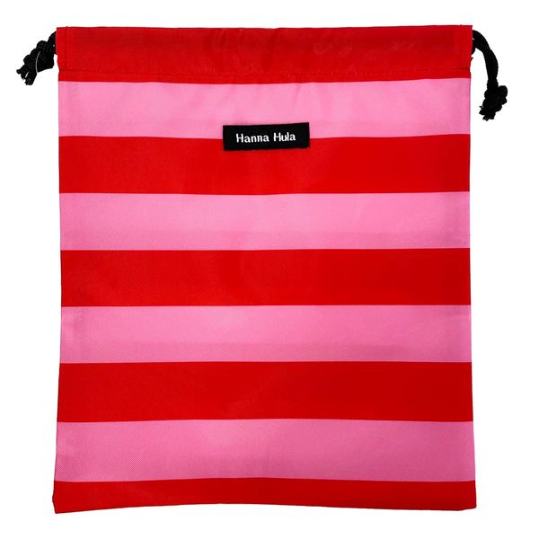 Deodorizing Drawstring Bag, Size M, Antibacterial, Border Red